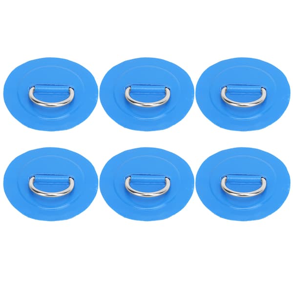 6 stk. PVC Oppblåsbar Båt D Ring Pad Patch Slitesterk Rustfritt Stål Fast Spenne Blå