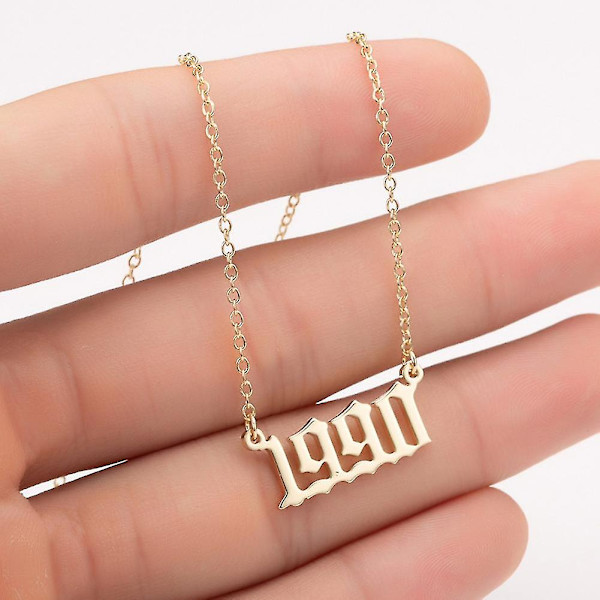 1980-2019 Birth Year Number Charm Pendant Stainless Steel Chain Necklace Jewelry Silver 1987