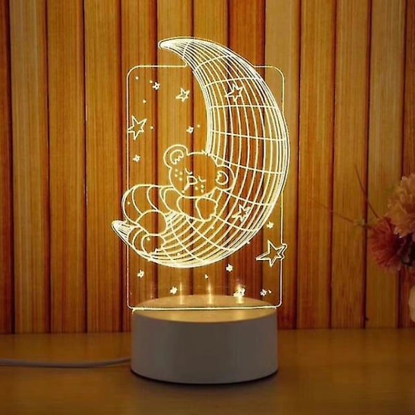 Julepynt til hjemmet Træ Elg 3d Akryl Natlys Julegave Nytår Home Decore String Lights Julemand Ornament 455687 8