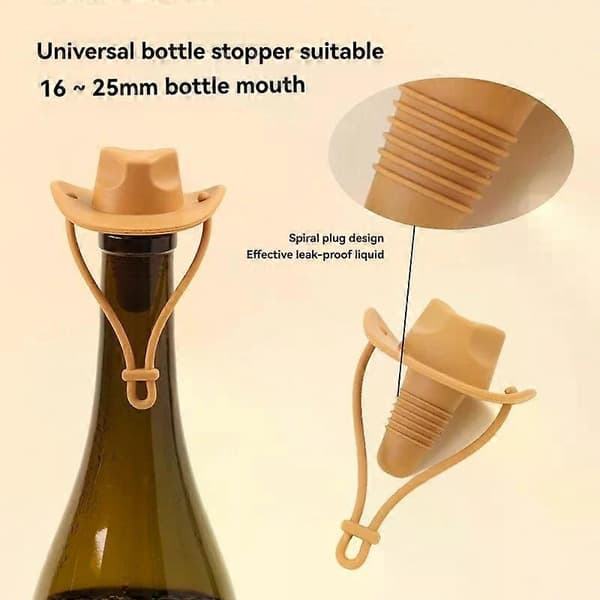 【BQ】Silikone cowboyhat & juletræsprop, søde vinflaskepropper, genanvendelige forseglingsflaskehætter til vin, øl, whisky E