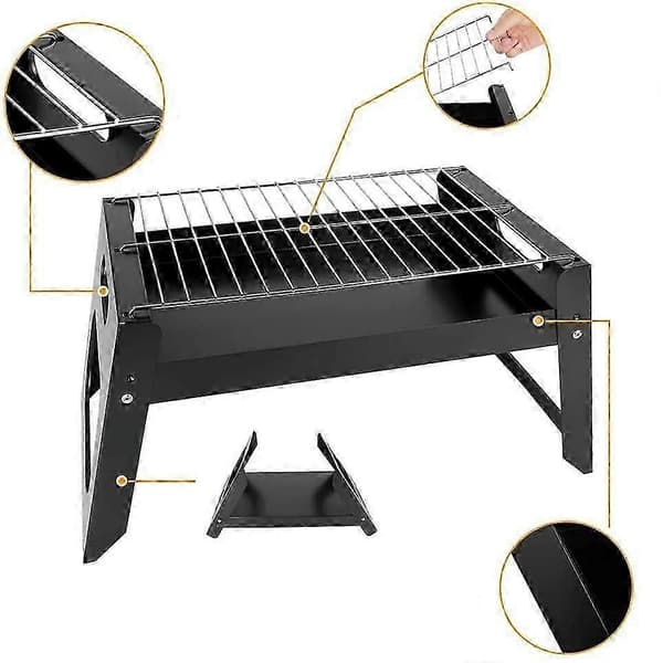 Hopfällbar kolgrill, rostfritt stål, lämplig för utomhuscamping, picknick, resor