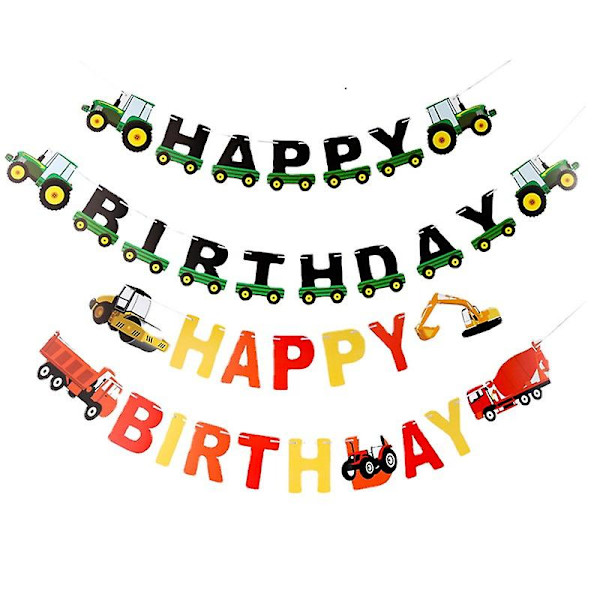 Traktori Happy Birthday -banneri Traktorin banneri Lasten syntymäpäiväteemakoristeet