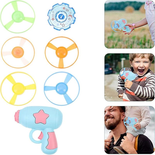 Barn Tefat Launcher Pistol Utomhus Spinning Gun Leksaker Flying Disc Leksaker