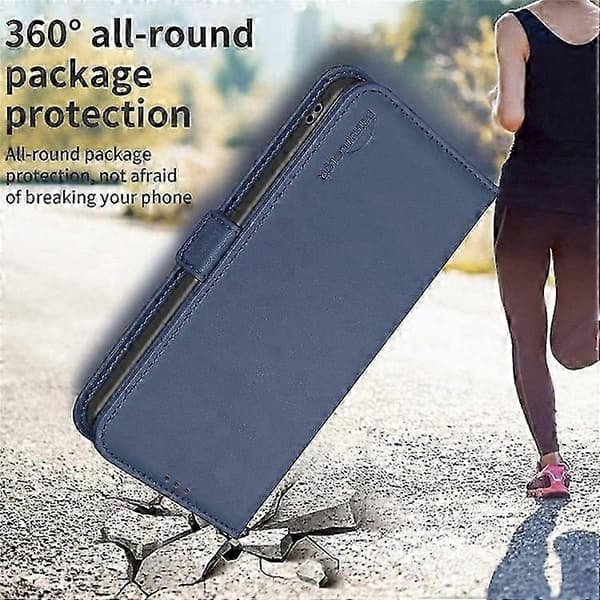 Mobilcover i PU-læder med dobbelt magnetisk spænde, kompatibelt med 16 Pro Max Blue