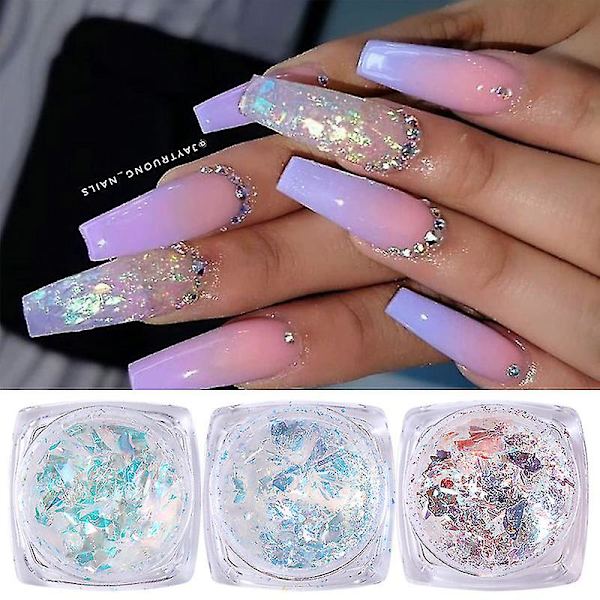 Manicure Ice Platinum Powder Irregular Fairy Aurora Ice Platinum Powder Goblin Pupil Boxed Nail Sequins shape -2