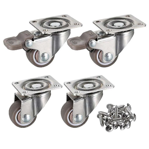 Lavprofilhjul Hjul Mykt gummi Svingbart hjul med 360 graders toppplate 100 Lb
