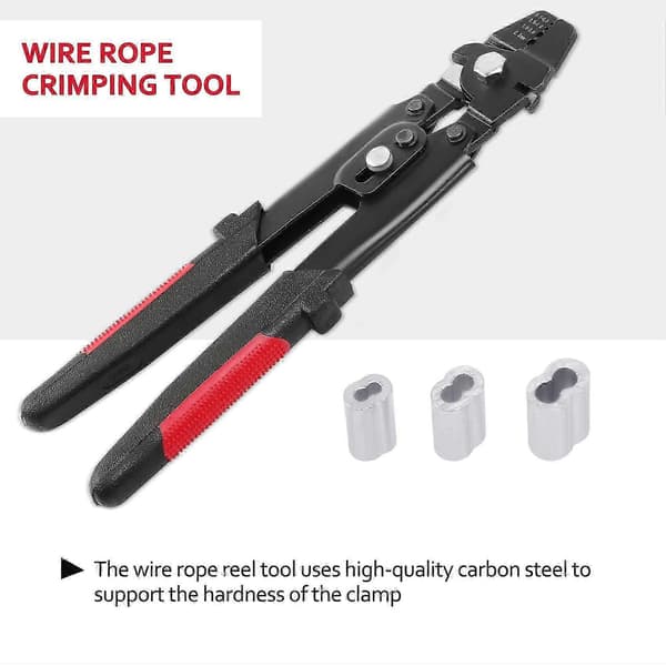 Wire Rope Crimping Tool, Swager Crimpers med sleeves-sæt, fisketang til wire black