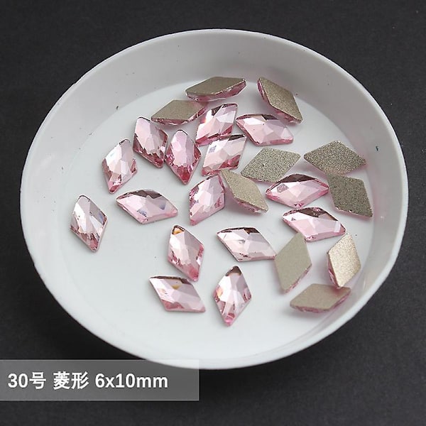 Engros lys pink multi stil flad ryg negl Rhinestone specialformede krystaller neglekunst sten 3d personlig dekoration 30-100pcs