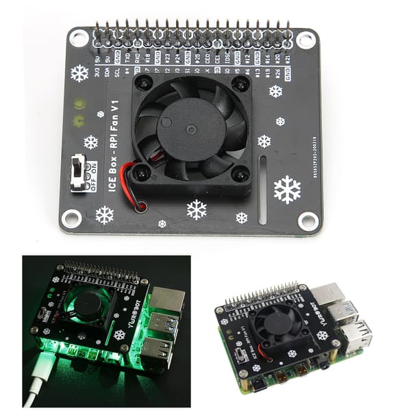 LED kjøleventilator for Raspberry Pi 4B/3B GPIO-utvidelseskort