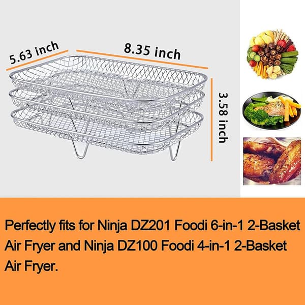 Dobbelt Airfryer Stativ Kompatibel Ninja Multi-lags Dehydrator Stativer 304 Rustfrit Stål Airfryer Stativ Tilbehør