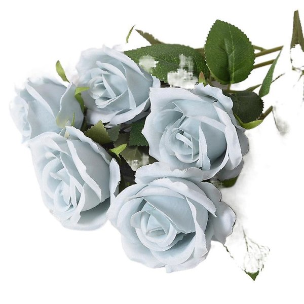 Simulering Rose Enkeltgren Valentinsdag Hjem Bryllupsdekorasjon Simulering Blomst Falsk Blomst Kunstig Rose Silke Blomst dis blå haze blue