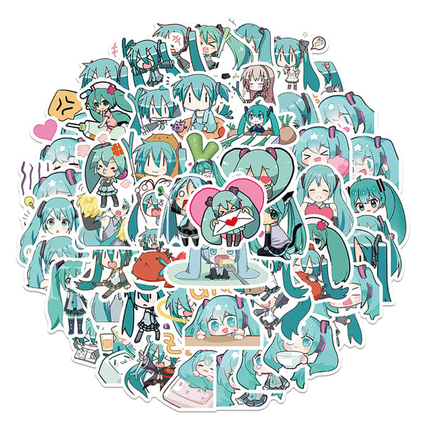 【BQ】65 st Cartoon Hatsune Miku Graffiti Dekaler Gitarr Resväska La