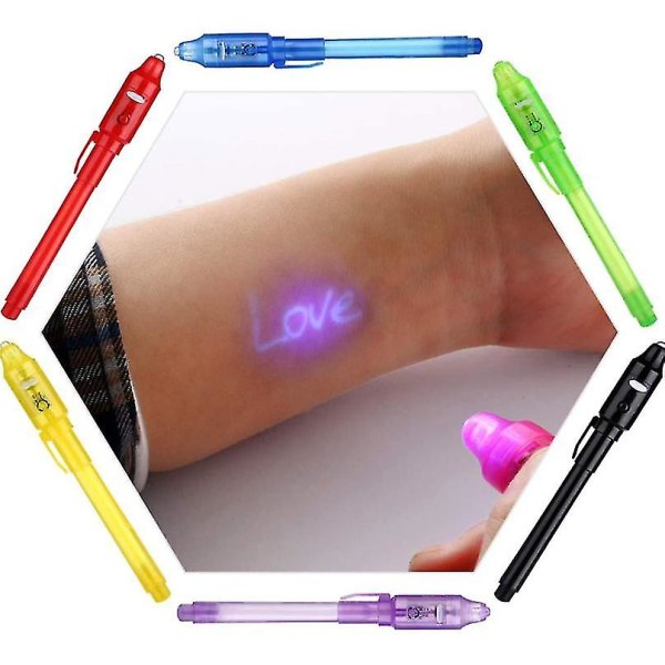 8st Invisible Ink Penna Med Uv-ljus Magic Markör