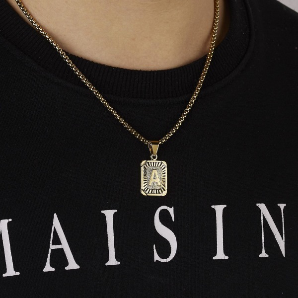 Brevhänge Halsband Solid Guld Kubansk kedja Hip Hop Smycken Punk Halsband Herrpresent V