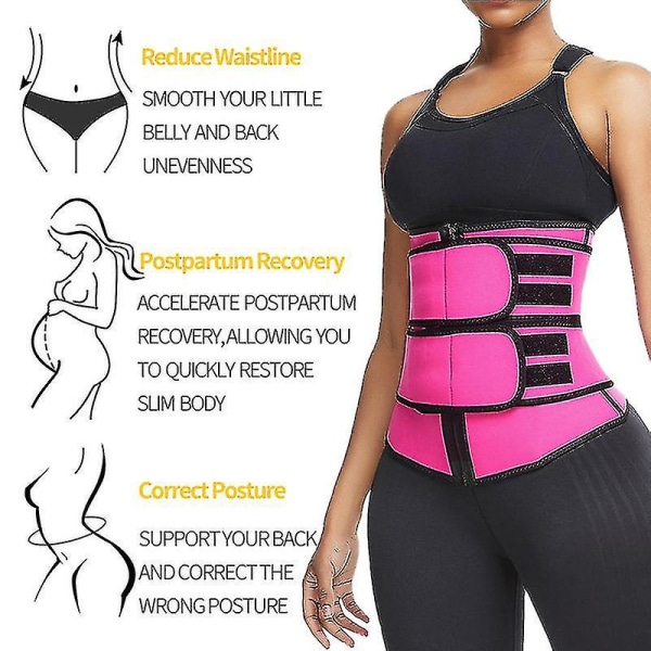 Midjetrimmerbälte Dam Bastukostym Svettlindningstränare Slimming Cincher Body Shaper Rose Red S