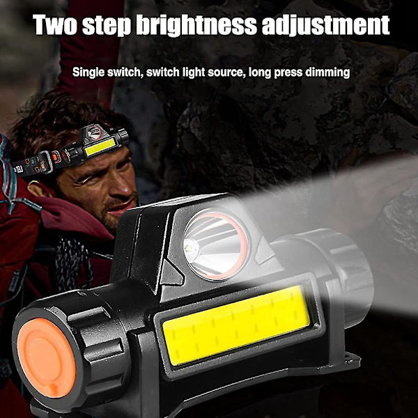 2 stk genopladelig pandelampe, super lys og let led pandelampe