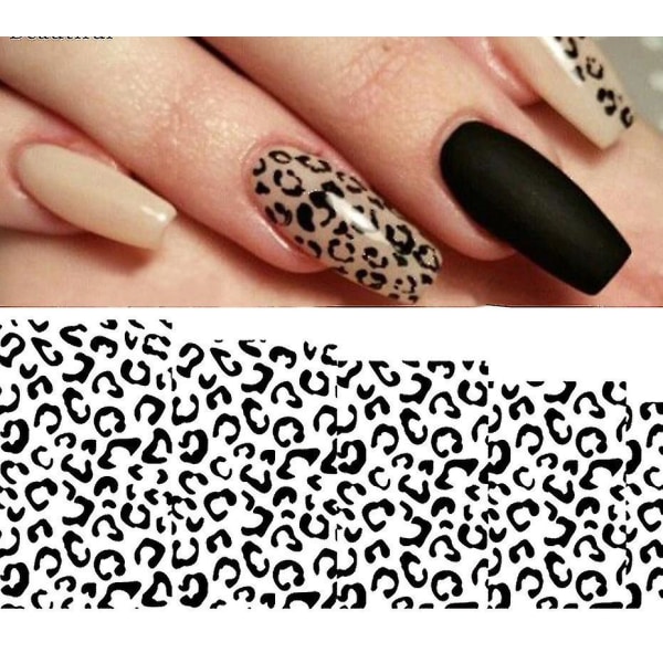 1 stk Sexy Leopard Nail Art Water Transfer Stickers -dekaler Animal Charm Full B 164 Black