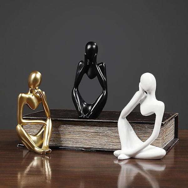 Sindax Thinker Skulpturer Figurer Abstrakt figur Skulptur Figur Resin Håndlavet statue Hjem dekoration Desktop Ornamenter white    F