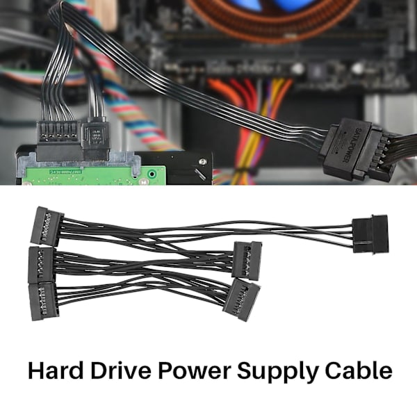 2kpl Molex 4pin Ide To 5 Sata 15pin kiintolevyn power jakajakaapeli diy PC-palvelimelle 18awg 4 Black