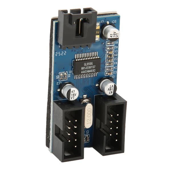 Moderkort USB 2.0 9-pin Header 1 till 2 Förlängningshubb Splitter Adapter Stabil Strömförsörjning Plug and Play USB Header Splitter