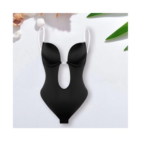 Fjernelse usynlige skulderstropper Body Shaper U-formet V-hals Wear-Black-M
