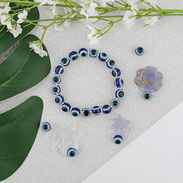 100 st Blue Evil Eye Beads Eyeball Beads Handgjorda Resin Beads Berlocker för gör-det-själv-armband Halsband Smyckenstillverkning 8MM