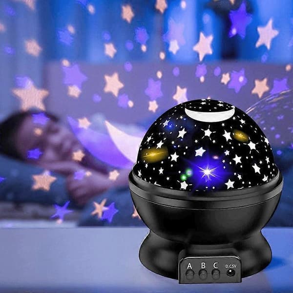 Natlampe med stjernehimmel og måne - Sort