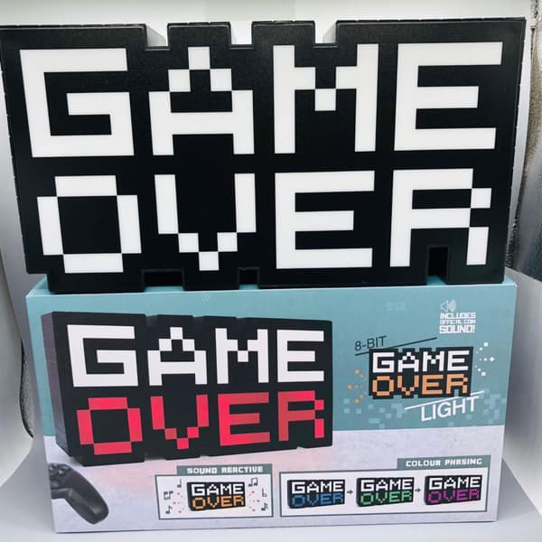 Game Over USB-lade Lysende Ordlys Videospill Nattlys