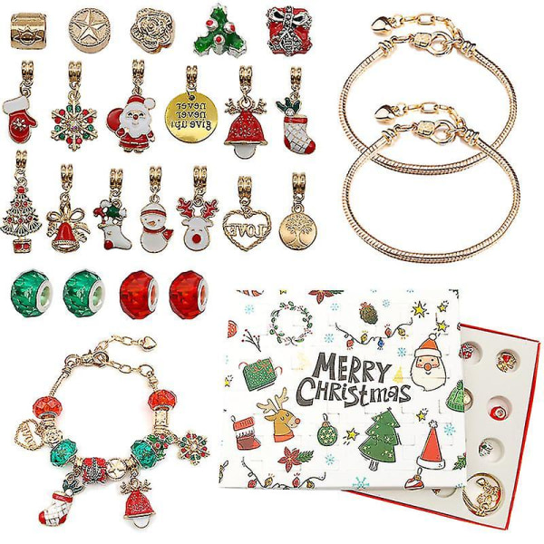 24 Countdown Calendar Advent Surprise Blind Box DIY Creative Armband Smycken Julklapp Gold
