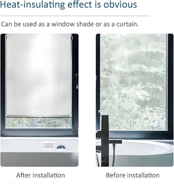 [BQ]2-pack Blackout Roller Blinds with Suction Cups - Telescopic Portable Sunshade Roller Blind, Silver 40×60CM