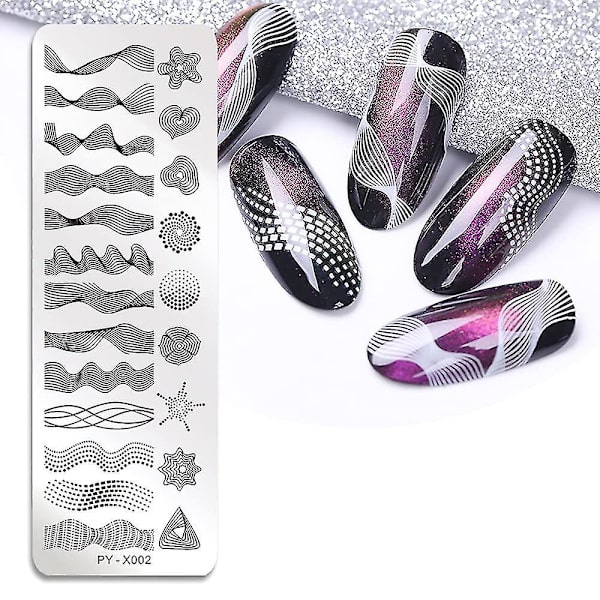 6 stk Stemplingsplater Nail Art Sett Blomst Minimalistisk Geometriske Linjer Blader Mønster Temabilde Diy Nail Art Stempel Platestempel