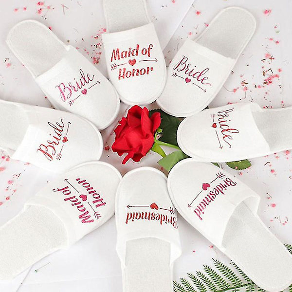 1pari morsiamen hääkoristelu Bridesmaid Party -tossut Naisten juhlatarvikkeet Rose red bride