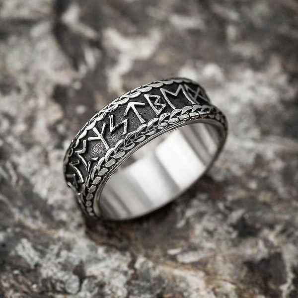 Vintage Herr Rostfritt Stål Nordic Odin Rune Ringar Nordic Scandinavian Viking Celtic Knot Rings Vintage Amulett Smycken Presenter 8 Silver 8 Silver