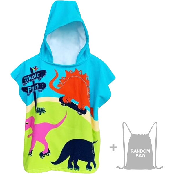 Badeponcho med hette for barn, Cape Poncho med hette med håndkle for barn 2-8 år