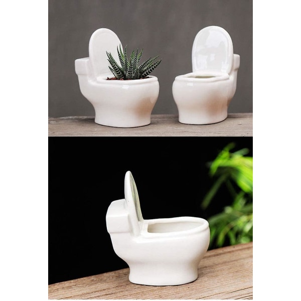 Keramisk toalett växtkruka Bonsai Container Vas Suckulent plantering