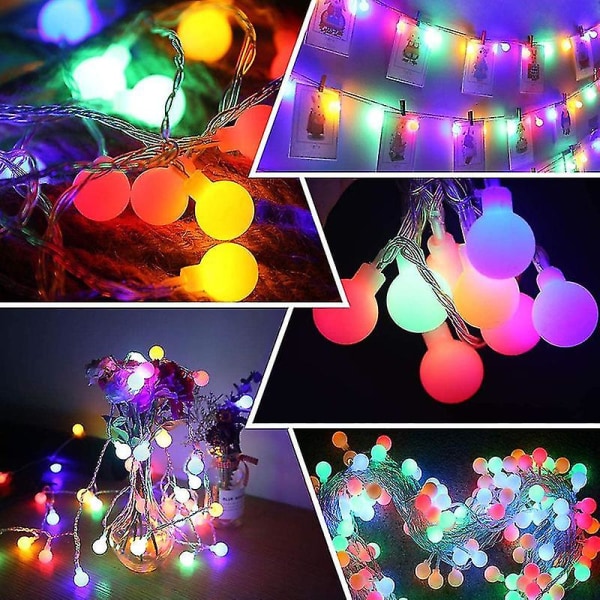 Globe String Lights Vedenpitävä 10 m 80 Led Lights Kytke virtalähteeseen toimivat jouluvalot Multicolor