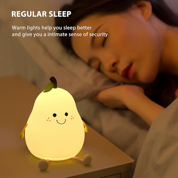 Smile Pæreformet silikone Natlys Varmt Lys USB-opladning Mini Bordlampe