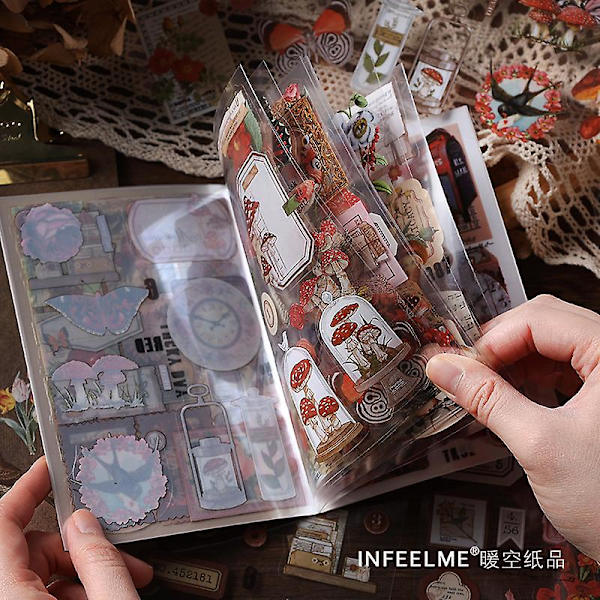 20 sivua Vintage Lemmikkitarra Kirja Tee itse päiväkirja Butterfly Ins Album Scrapbooking Retro Kukka Materiaali Paperi Koristetarrat 2