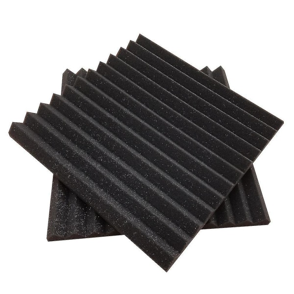 12 Pcs Sound-absorbing Cotton Triangular Grooves Sound Insulation Proofing Foam Board Black Fire Retardant