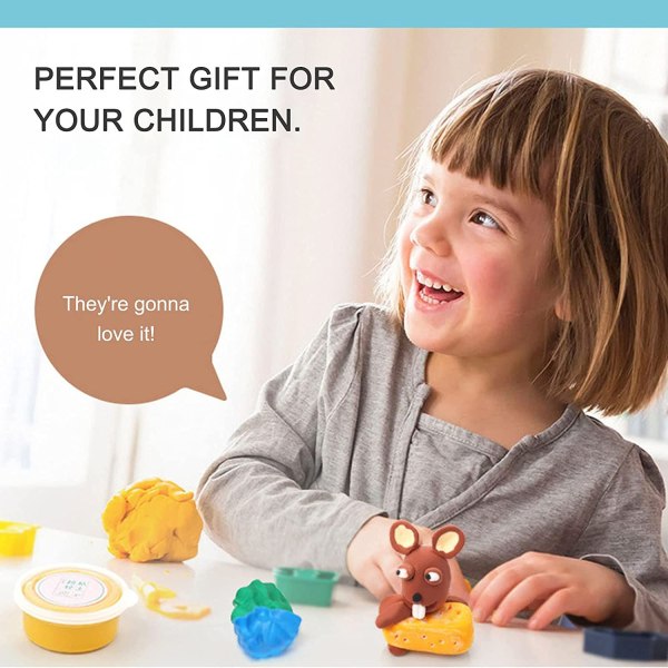 12 färger modelllera för barn, superlätt lera, interaktiv leksak -
