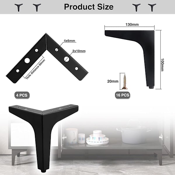 4 kpl 10 cm huonekalujen sohvan jalat Moderni kolmiohuonekalujen jalat tee itse vaihto