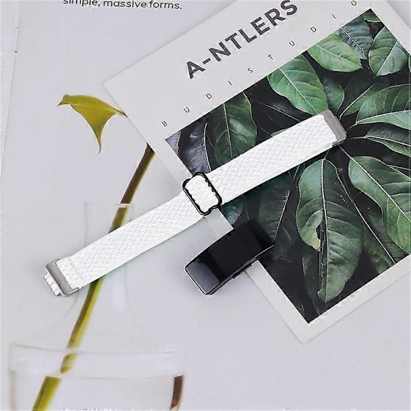 【BQ】Compatible Wave Pattern Woven Nylon Strap for Fitbit Inspire 3 - Replacement Band White