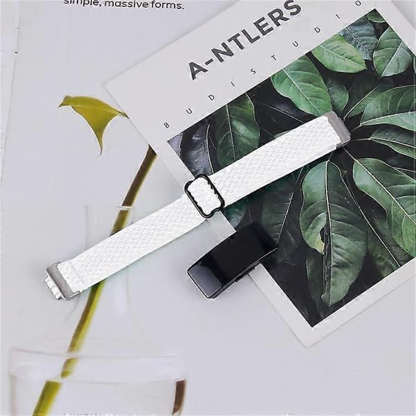 【BQ】Kompatibelt bølget vævet nylonrem til Fitbit Inspire 3 - Erstatningsrem White