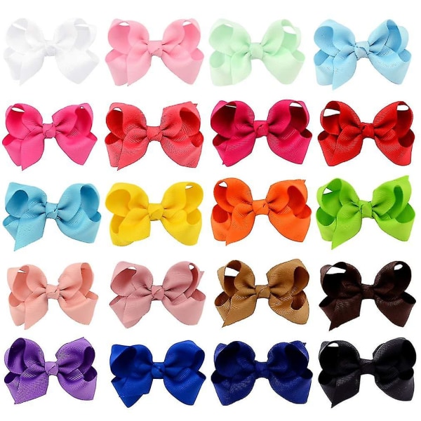 20 st Flerfärgade Grosgrain Ribbon Hårklämmor M