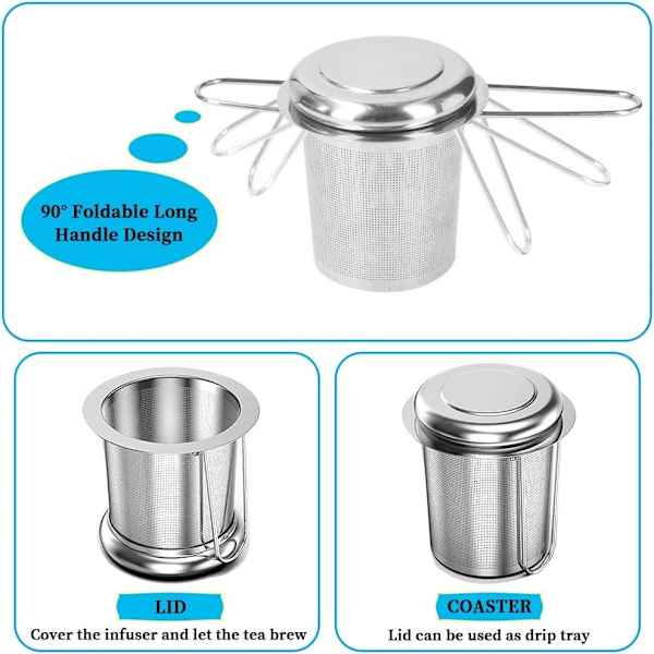 2 stk tefilter fint hul 304 rustfrit stål te infuser kop te si med