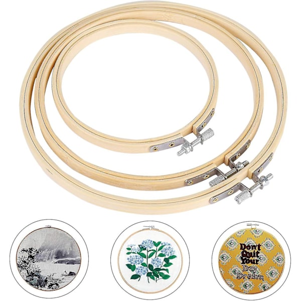 Kirjontarenkaat Puiset vannerenkaat Säädettävät ristipistorenkaat Pyöreät kirjontarenkaat 13 cm, 17 cm, 20 cm itse taidekäsityön ompelemiseen (3 kpl)
