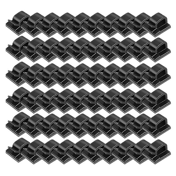 60 stk utendørs kabelklemmer med selvklebende bånd Lyssnøreholder Home Decor Black Black