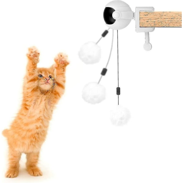 Interaktiv katte- og hundelekeball med tau og plysjball, elektrisk heis
