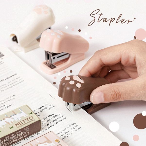 Mini Stapler Manual Portable Cute Cat Paw Stapler For Office School Home Or Travel Use