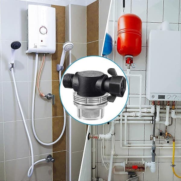 Vattenpumpfilter, kompatibelt med svängmutter 255-315, 1/2 tums koppling med rostfritt stål Black
